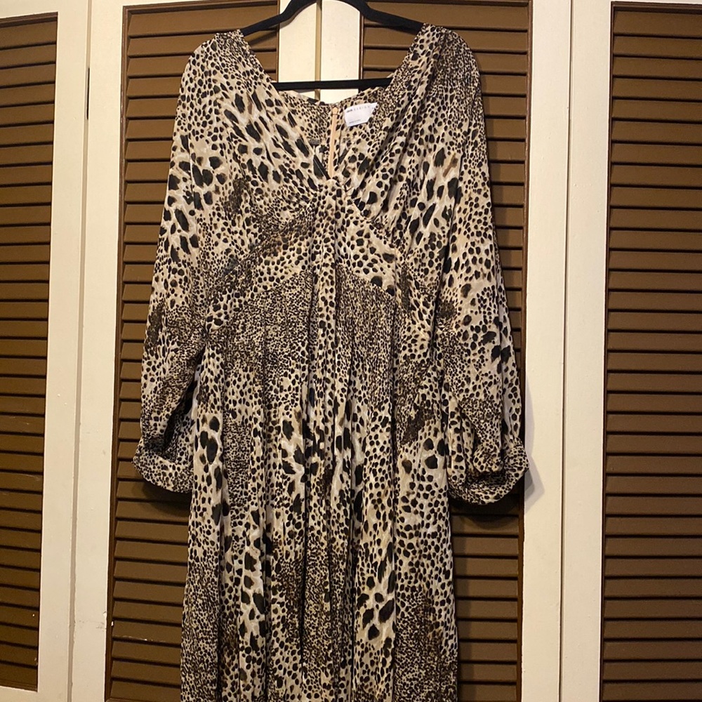 Tan ASOS Curve Flowy Cheetah Print Dress